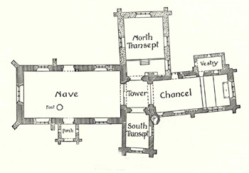 A Plan of Bletsoe church in The Victoria County History